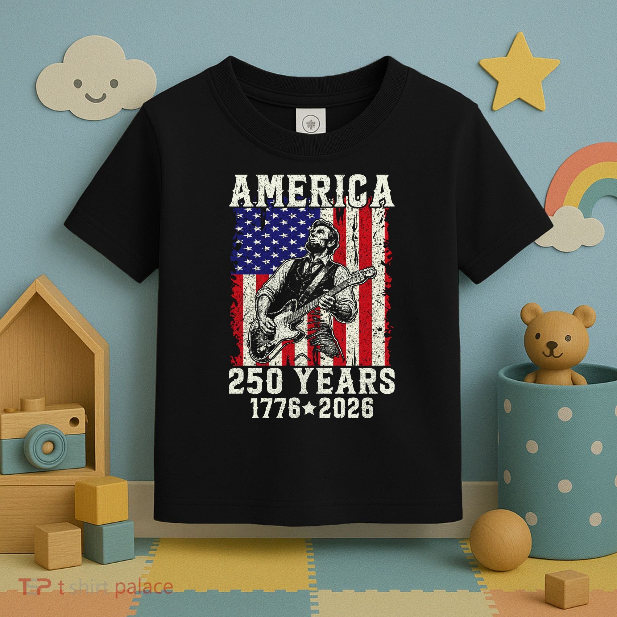 250th Anniversary Abraham Lincoln Guitar 250 Years Birthday Toddler T-Shirt