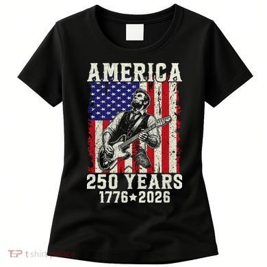 250th Anniversary Abraham Lincoln Guitar 250 Years Birthday Women's T-Shirt