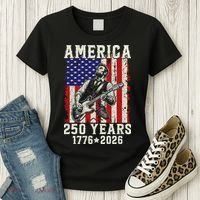 250th Anniversary Abraham Lincoln Guitar 250 Years Birthday Women's T-Shirt thumb 3