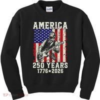 250th Anniversary Abraham Lincoln Guitar 250 Years Birthday Kids Sweatshirt thumb 0