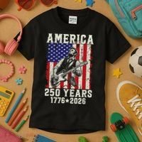 250th Anniversary Abraham Lincoln Guitar 250 Years Birthday Kids T-Shirt thumb 3