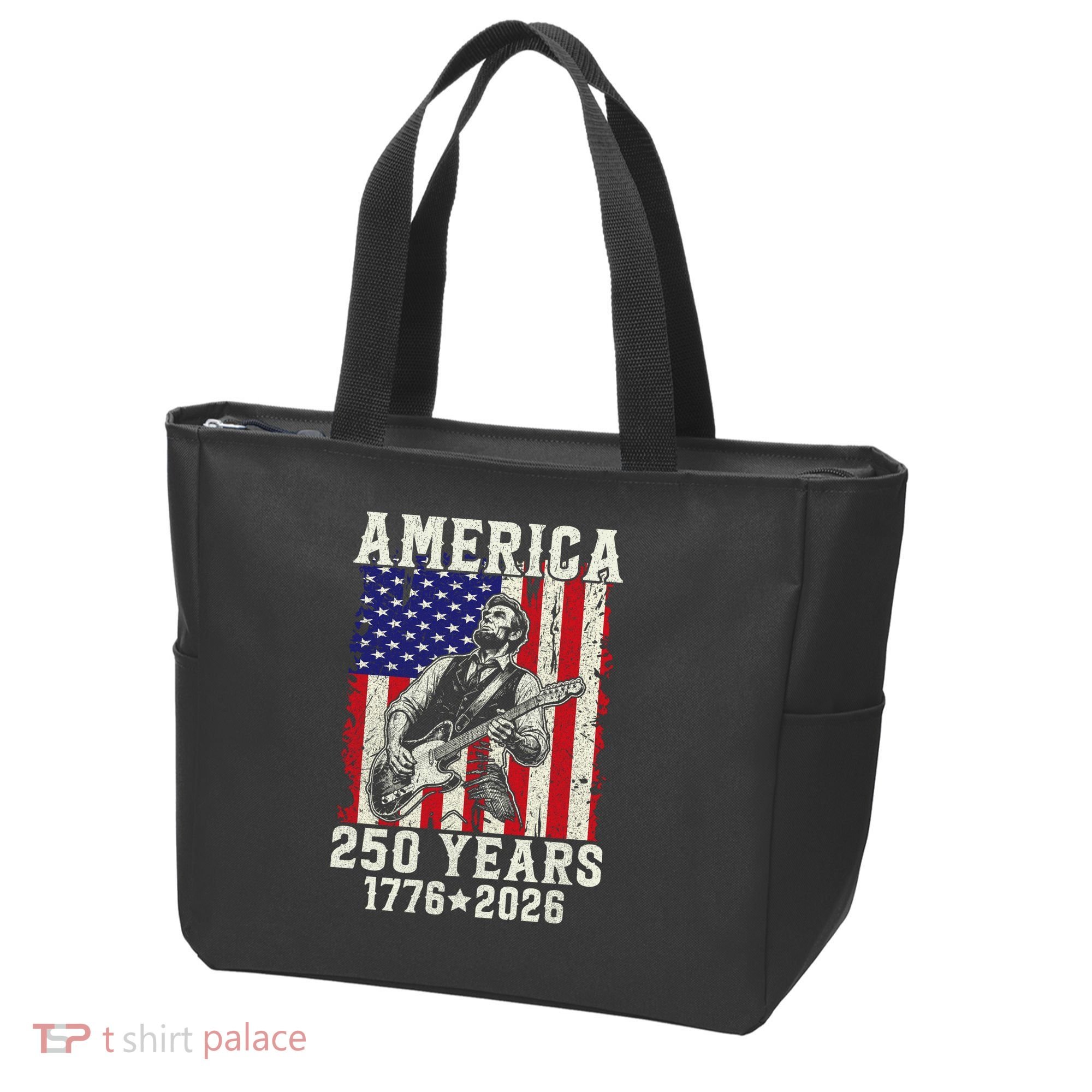 250th Anniversary Abraham Lincoln Guitar 250 Years Birthday Tote Bag