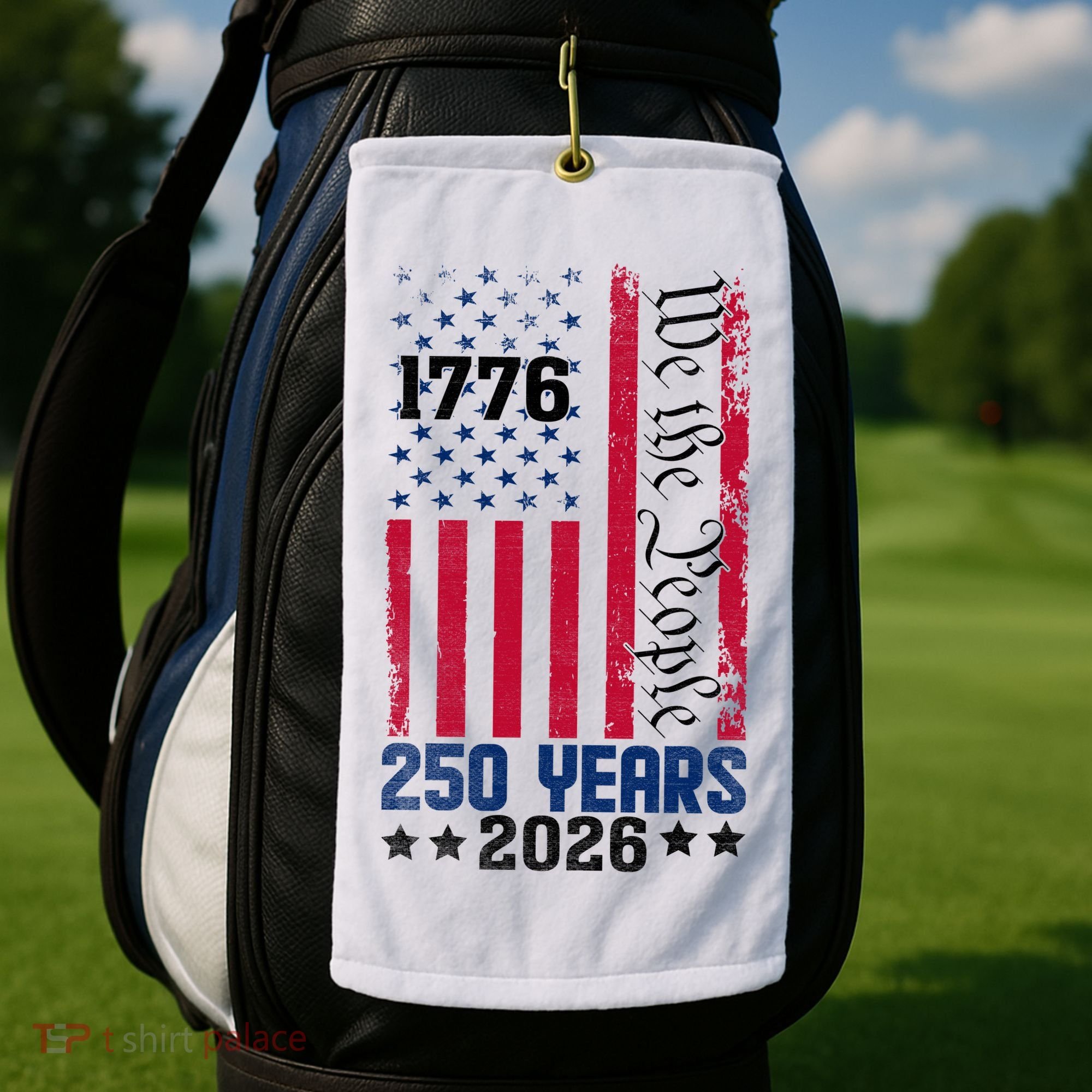 250th Anniversary American Flag 250 Years Birthday Golf Towel