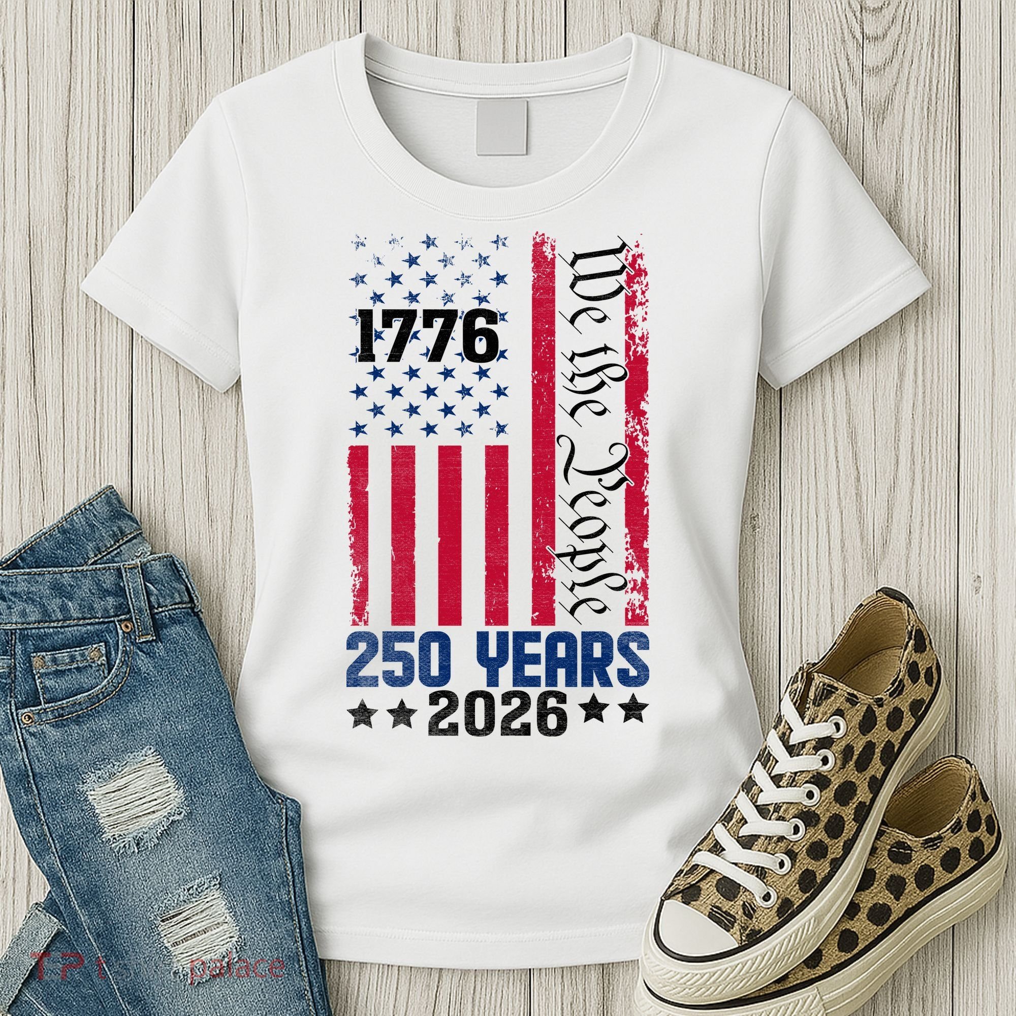 250th Anniversary American Flag 250 Years Birthday Women's T-Shirt