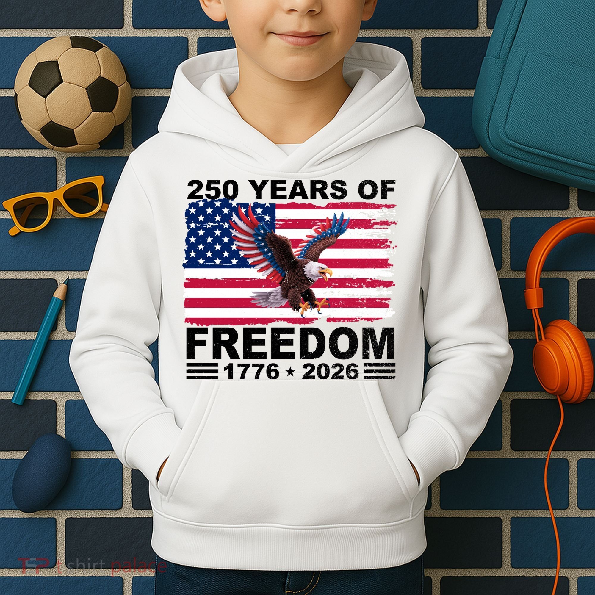 250th American Anniversary Independence 250 Years Of Freedom Kids Hoodie