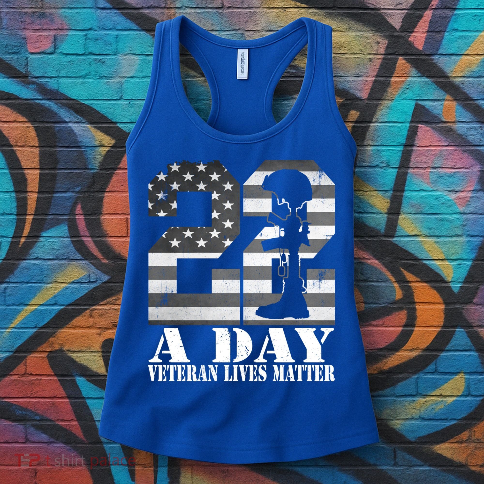 22 A Day Veteran Lives Matter American Flag Military Veteran Great Gift Women's Tank Top