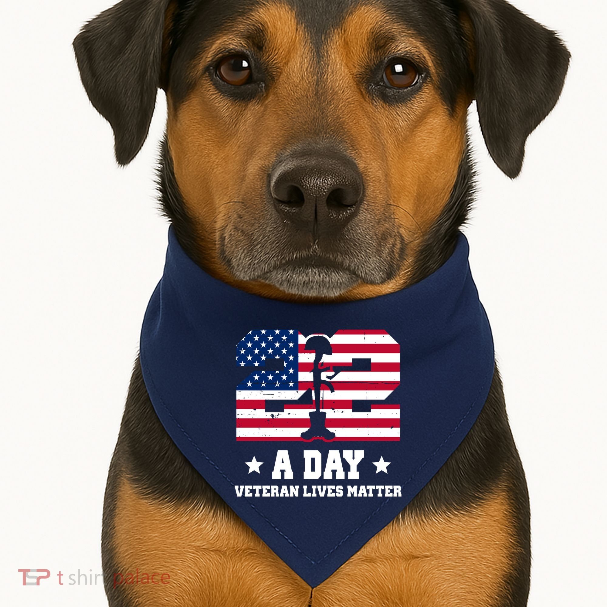 22 A Day Veteran Lives Matter USA-Made Doggie Bandana