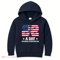 22 A Day Veteran Lives Matter Kids Hoodie thumb 0