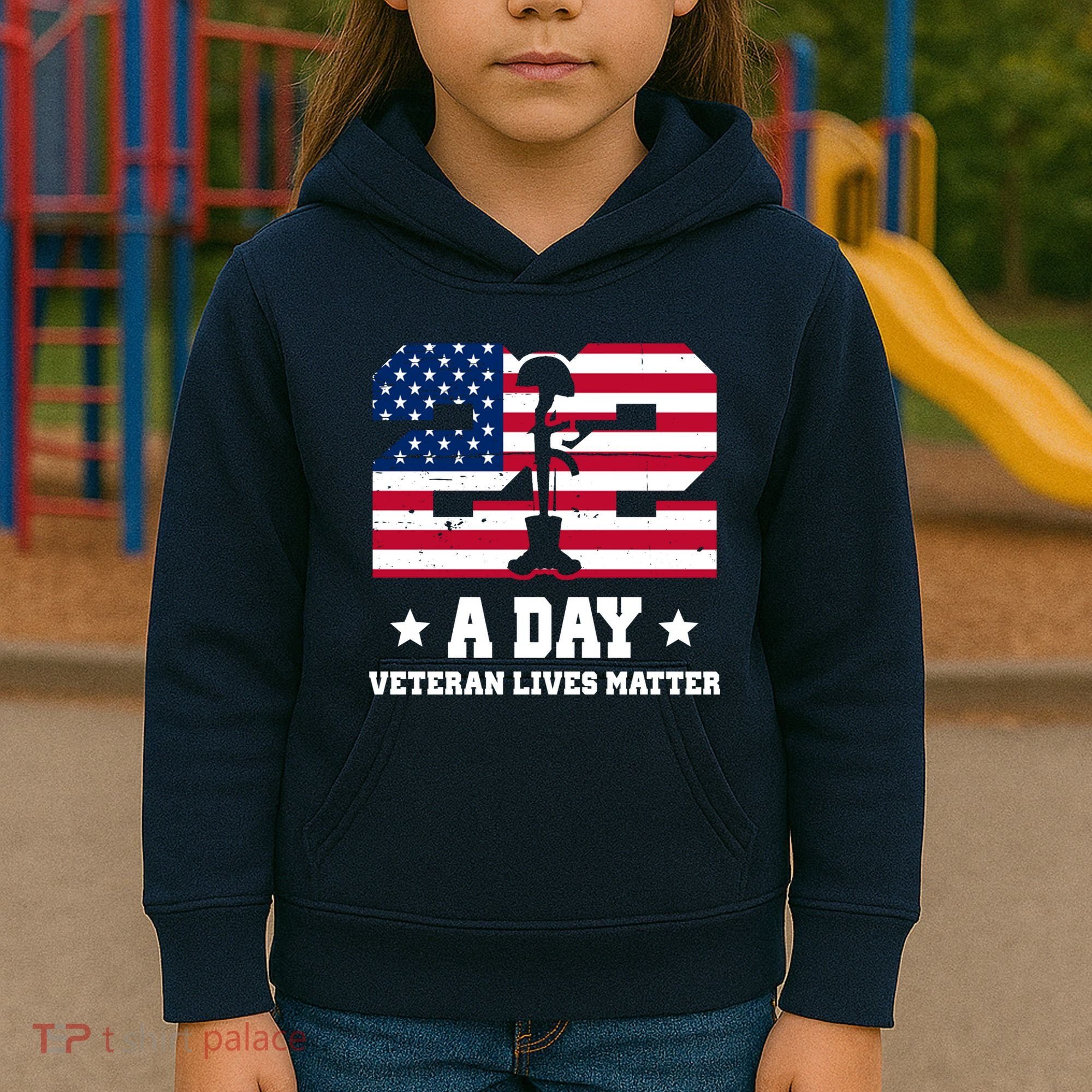 22 A Day Veteran Lives Matter Kids Hoodie