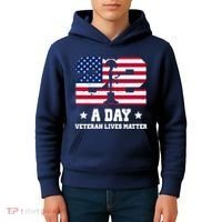 22 A Day Veteran Lives Matter Kids Hoodie thumb 4