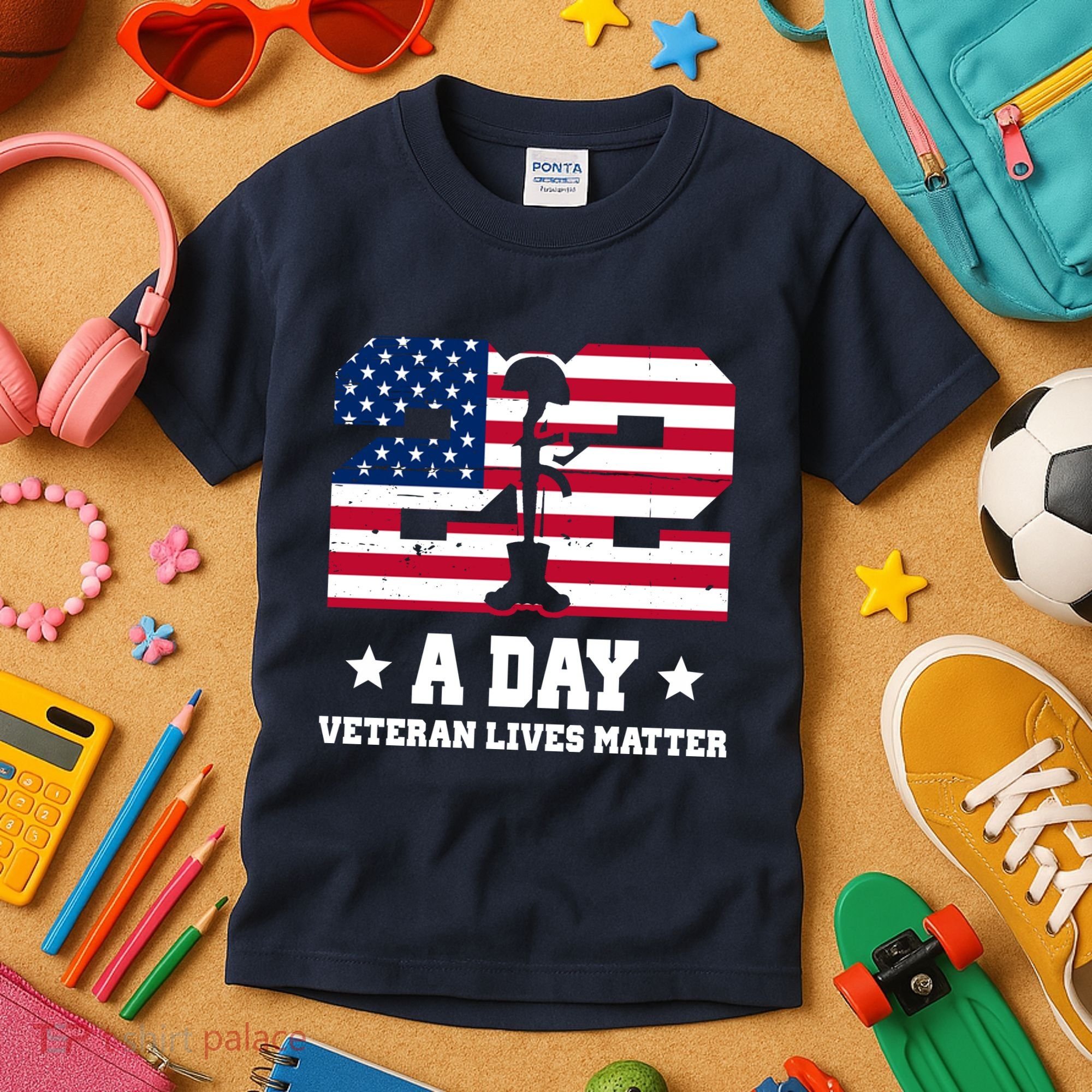 22 A Day Veteran Lives Matter Kids T-Shirt