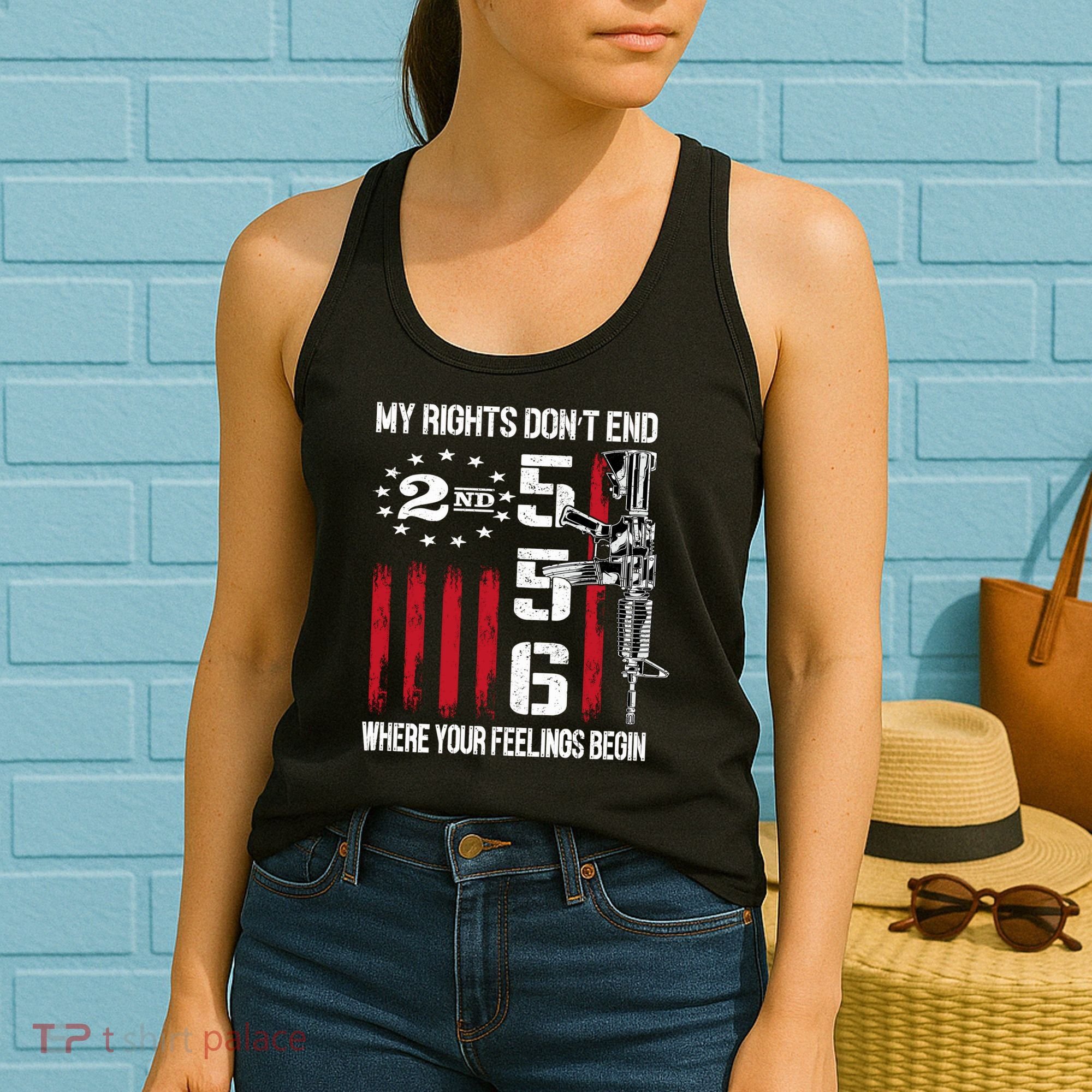 2nd Amendment Feelings America USA Patriotic Funny On Back Women's Tank Top