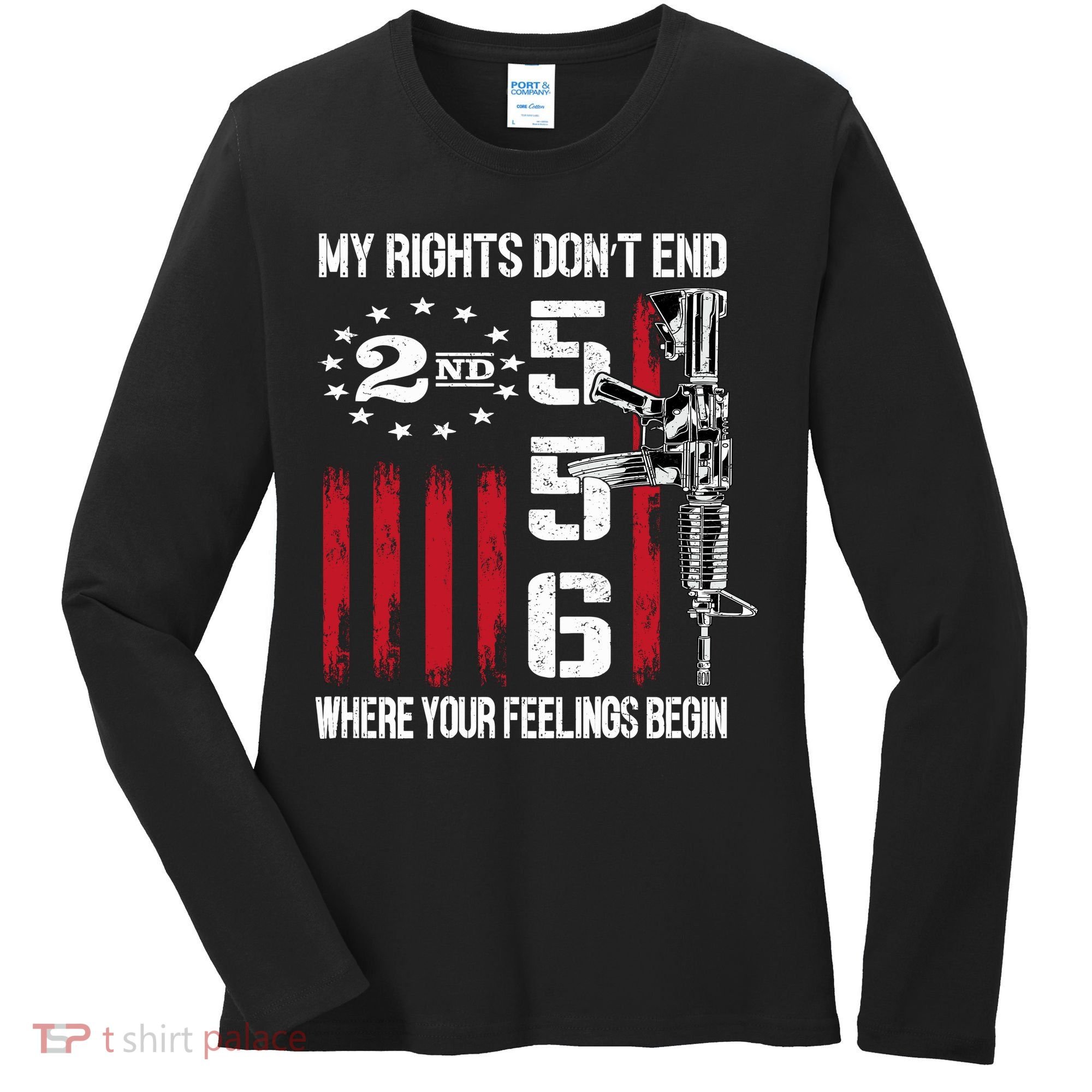 2nd Amendment Feelings America USA Patriotic Funny On Back Women's Long Sleeve Shirt