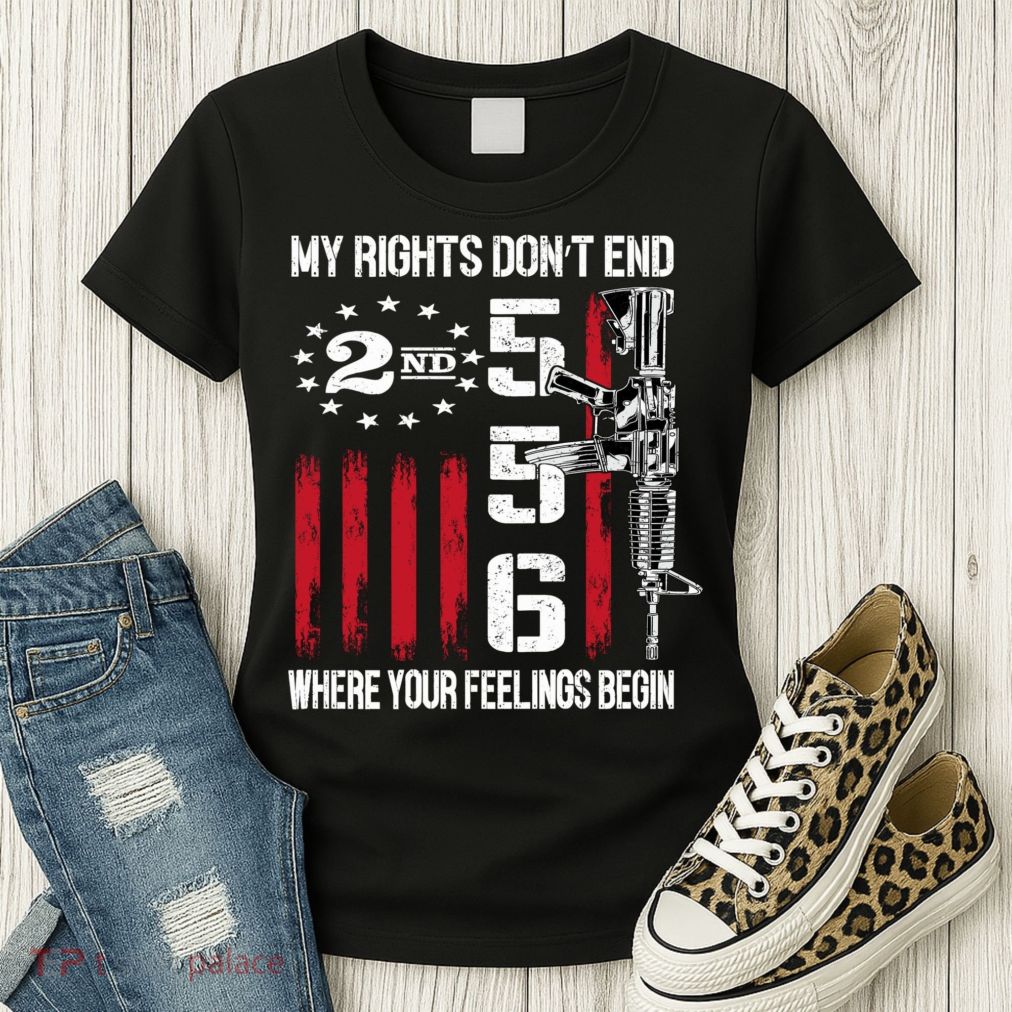 2nd Amendment Feelings America USA Patriotic Funny On Back Women's T-Shirt
