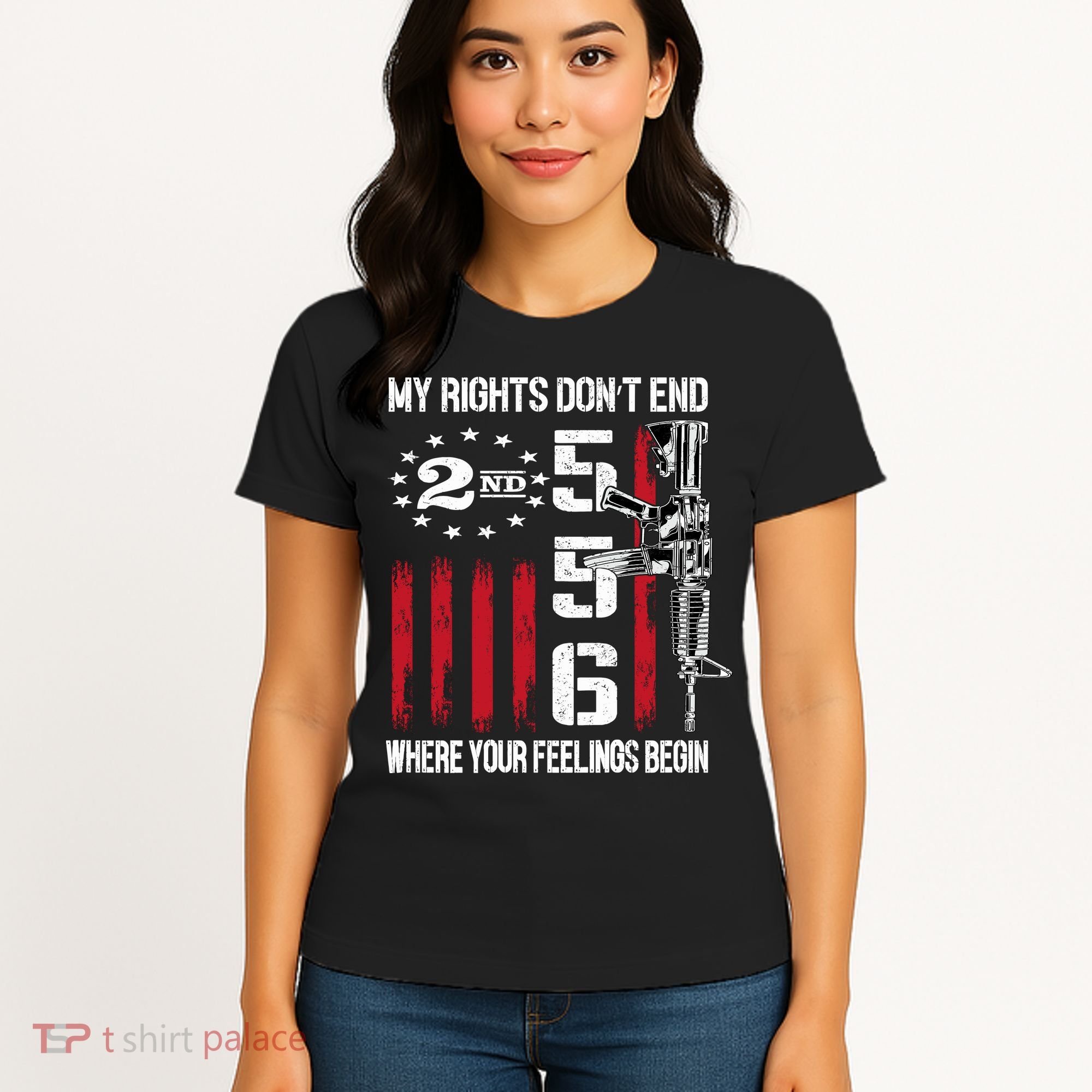 2nd Amendment Feelings America USA Patriotic Funny On Back Women's T-Shirt