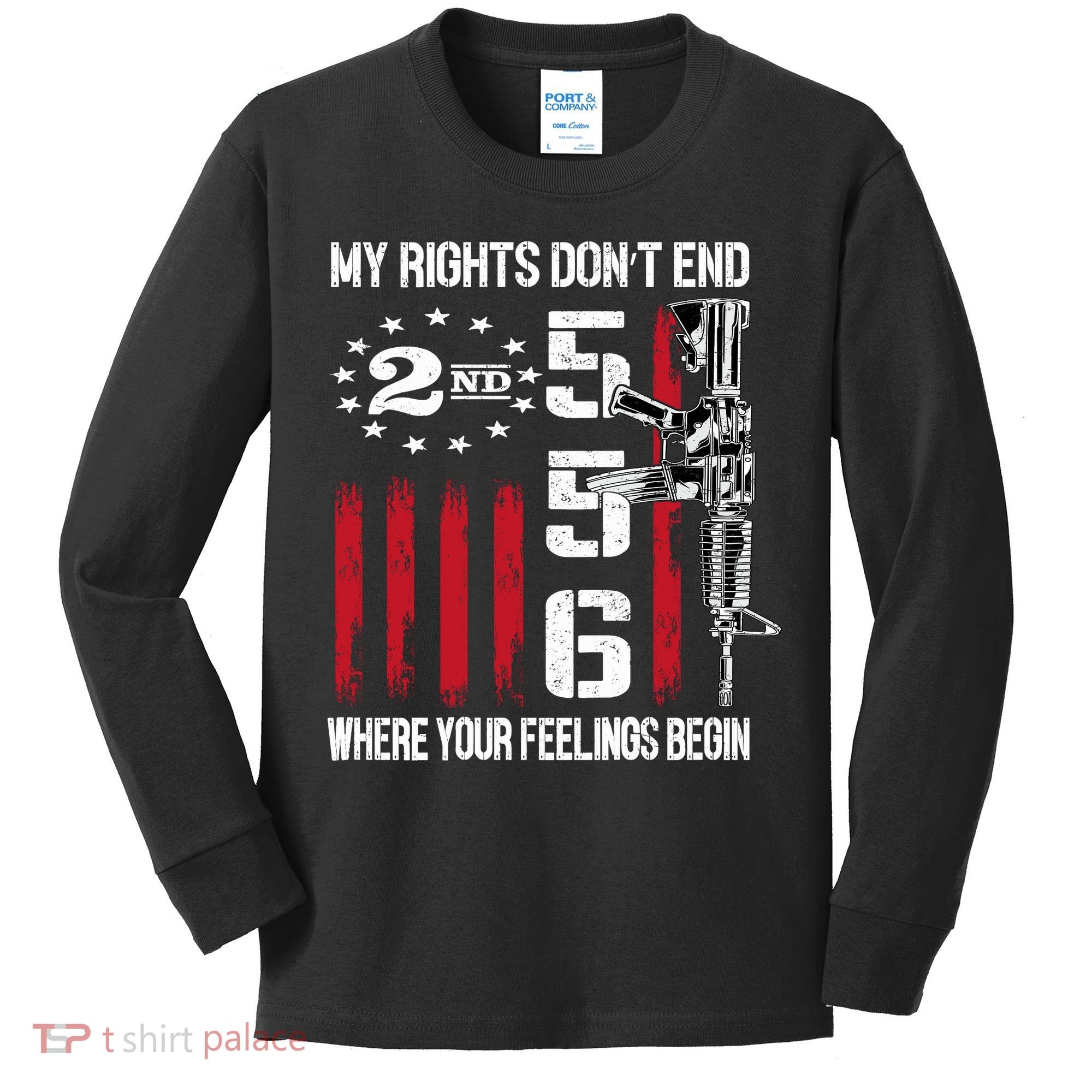 2nd Amendment Feelings America USA Patriotic Funny On Back Kids Long Sleeve Shirt