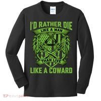 2nd Amendment I'd Rather Die Like A Man Than Live Like A Coward Kids Long Sleeve Shirt thumb 0