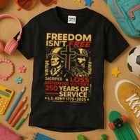 250th Anniversary Military Memorial Day 250 Years Kids T-Shirt thumb 3