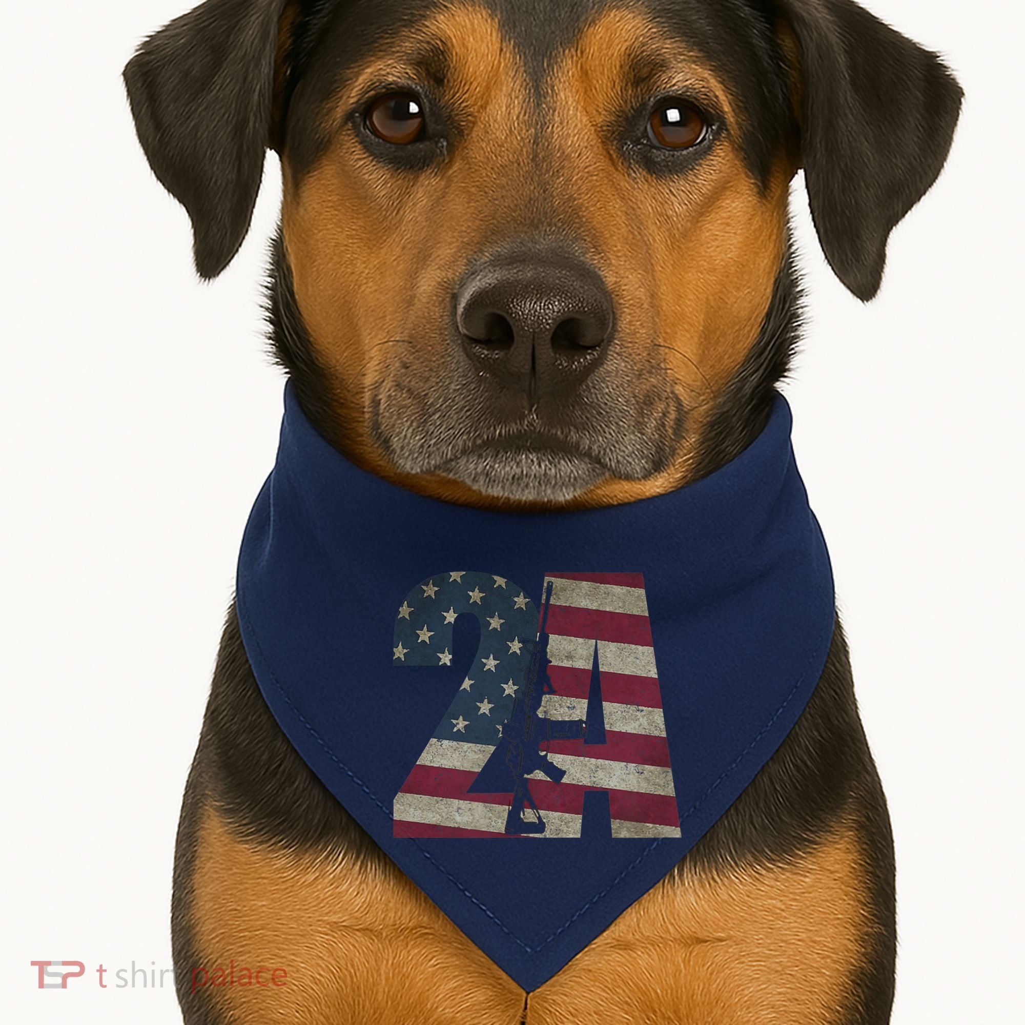 2nd Amendment Patriotic Gun Owner American Flag Rifle USA-Made Doggie Bandana