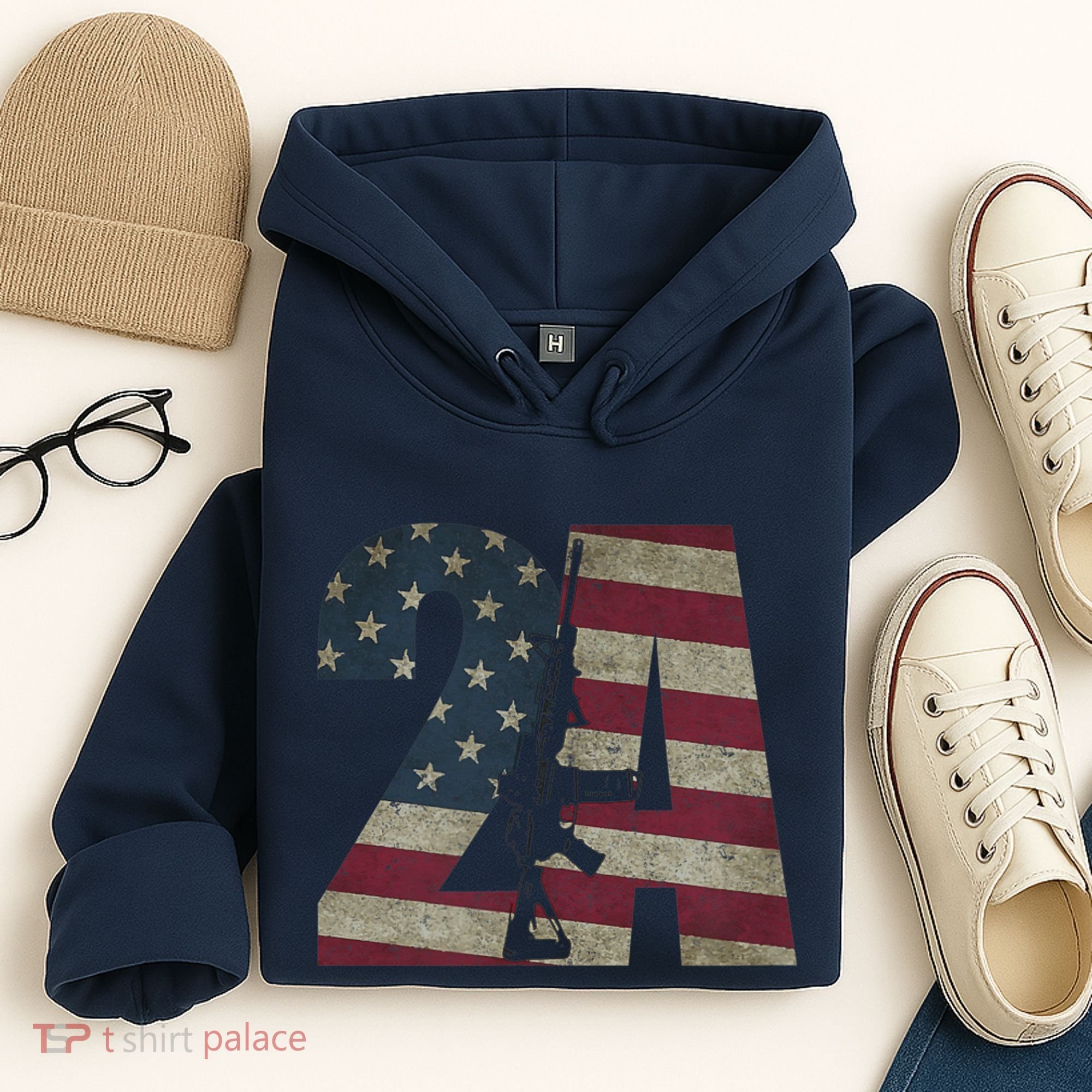 2nd Amendment Patriotic Gun Owner American Flag Rifle Hoodie