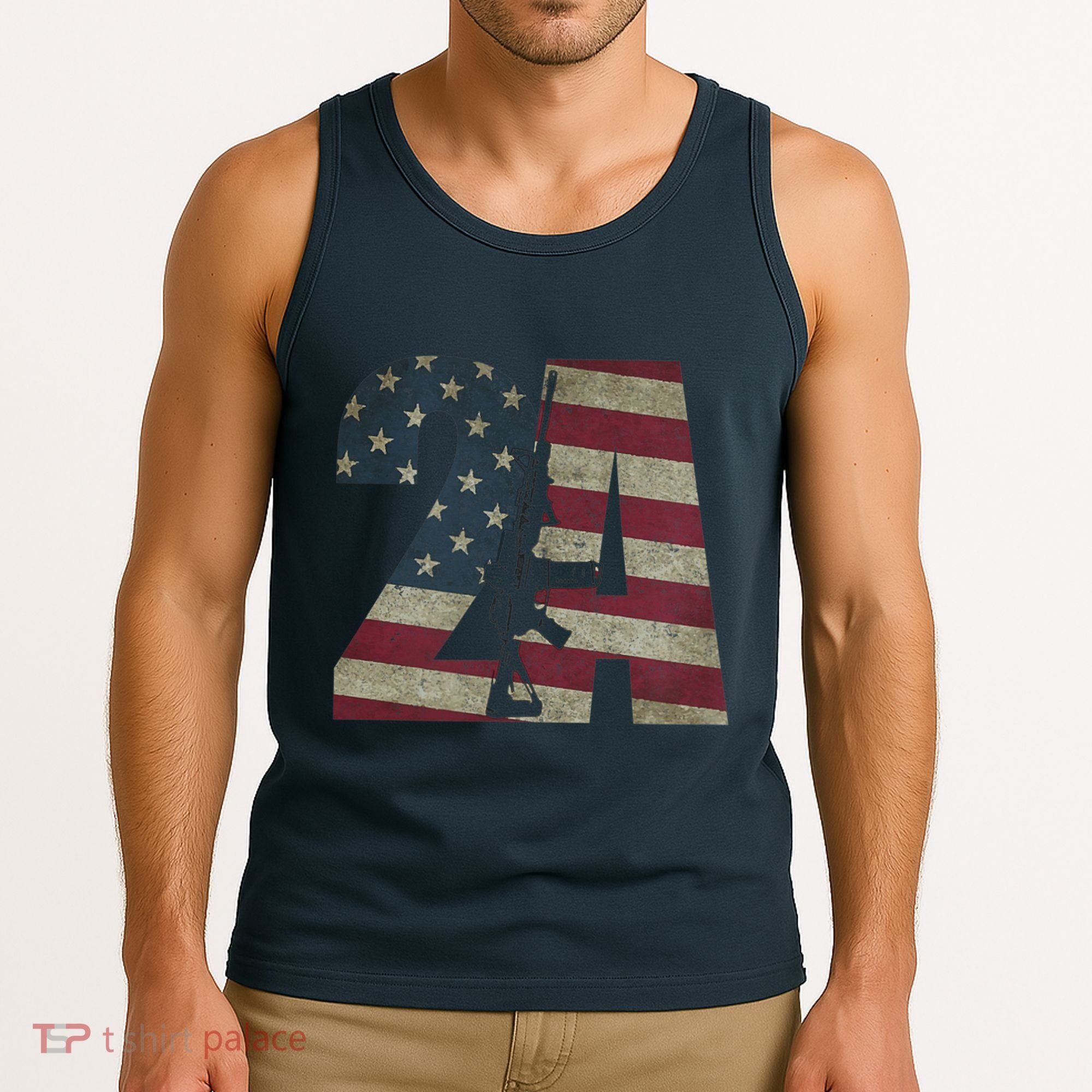 2nd Amendment Patriotic Gun Owner American Flag Rifle Tank Top