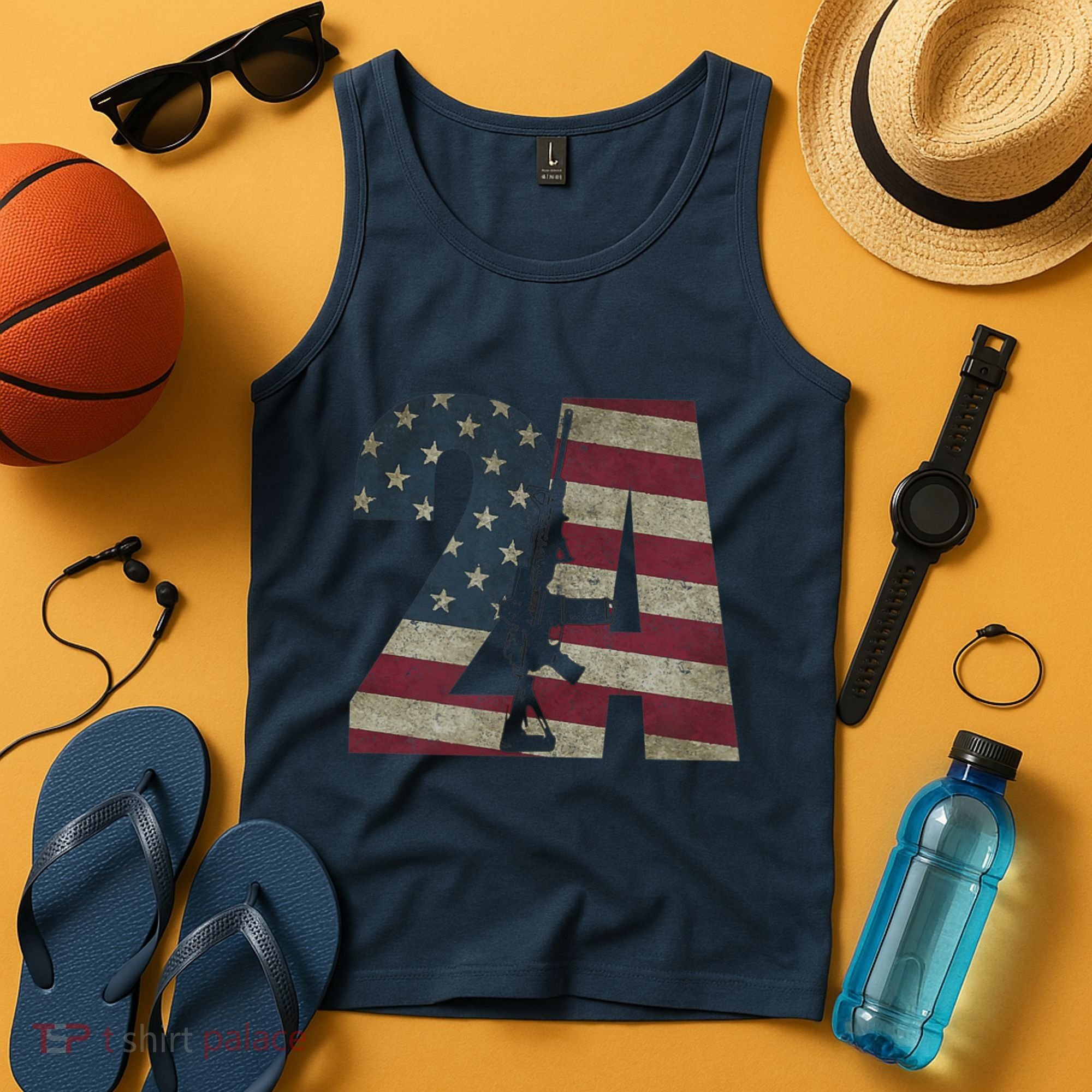 2nd Amendment Patriotic Gun Owner American Flag Rifle Tank Top