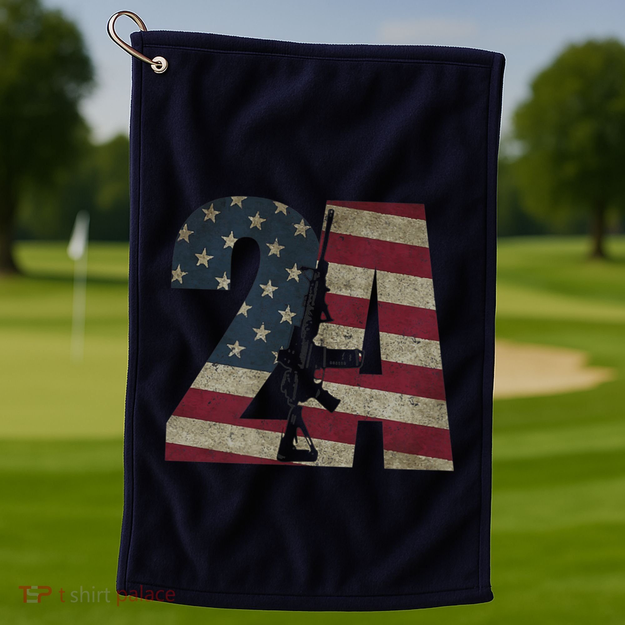 2nd Amendment Patriotic Gun Owner American Flag Rifle Golf Towel