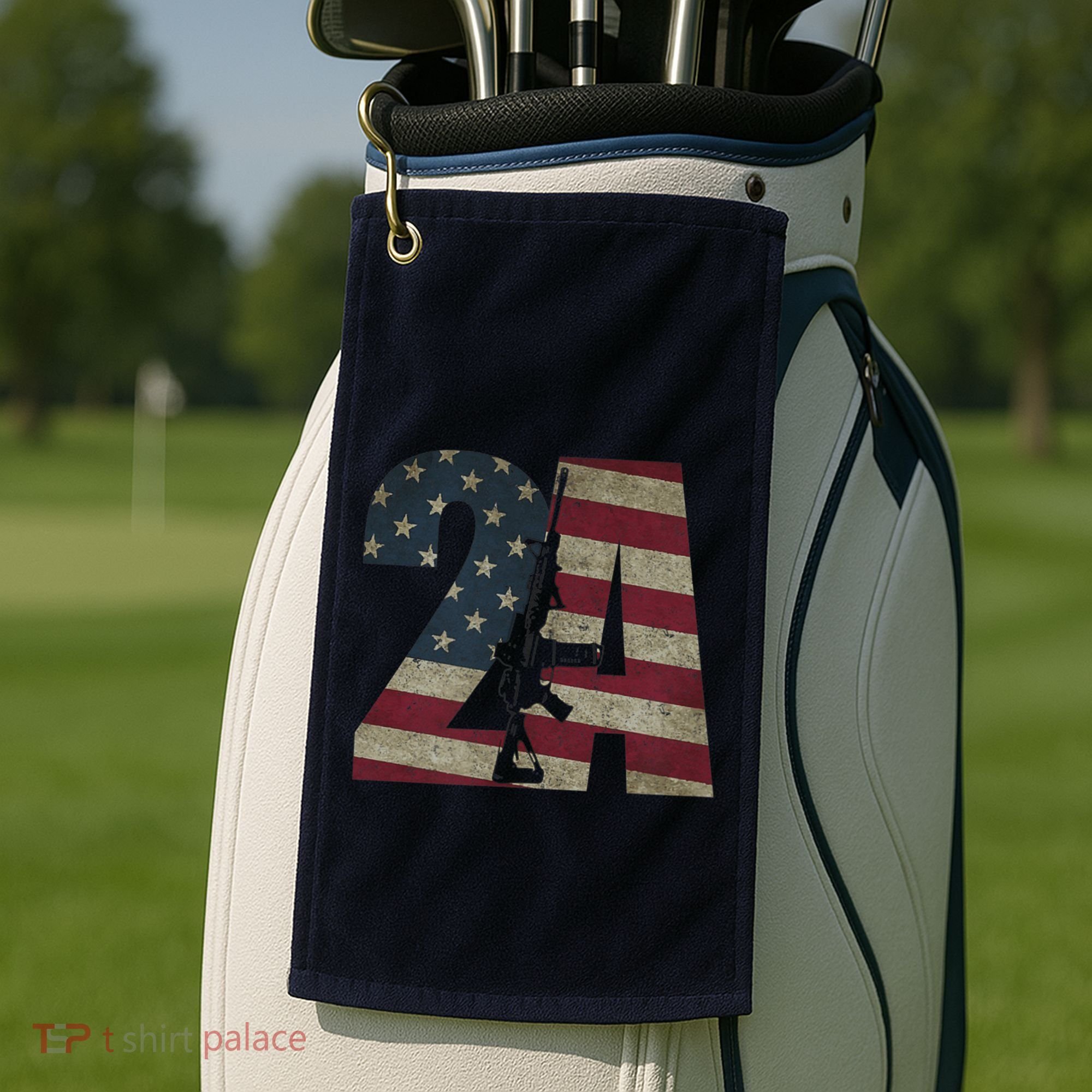 2nd Amendment Patriotic Gun Owner American Flag Rifle Golf Towel