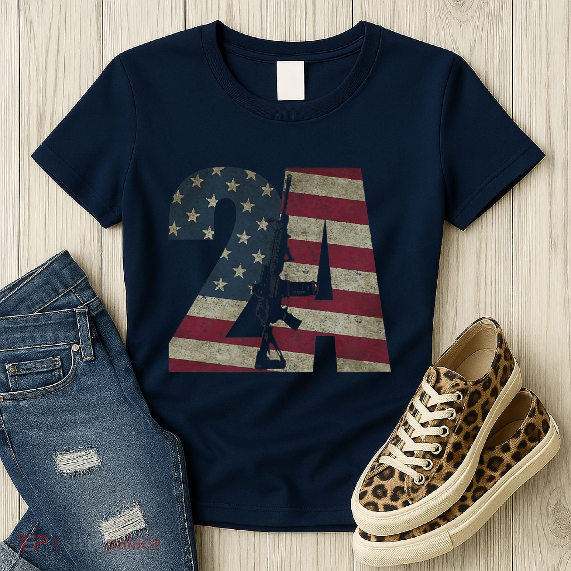 2nd Amendment Patriotic Gun Owner American Flag Rifle Women's T-Shirt