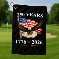 250th Anniversary USA Patriotic Eagle 1776-2026 Golf Towel thumb 1