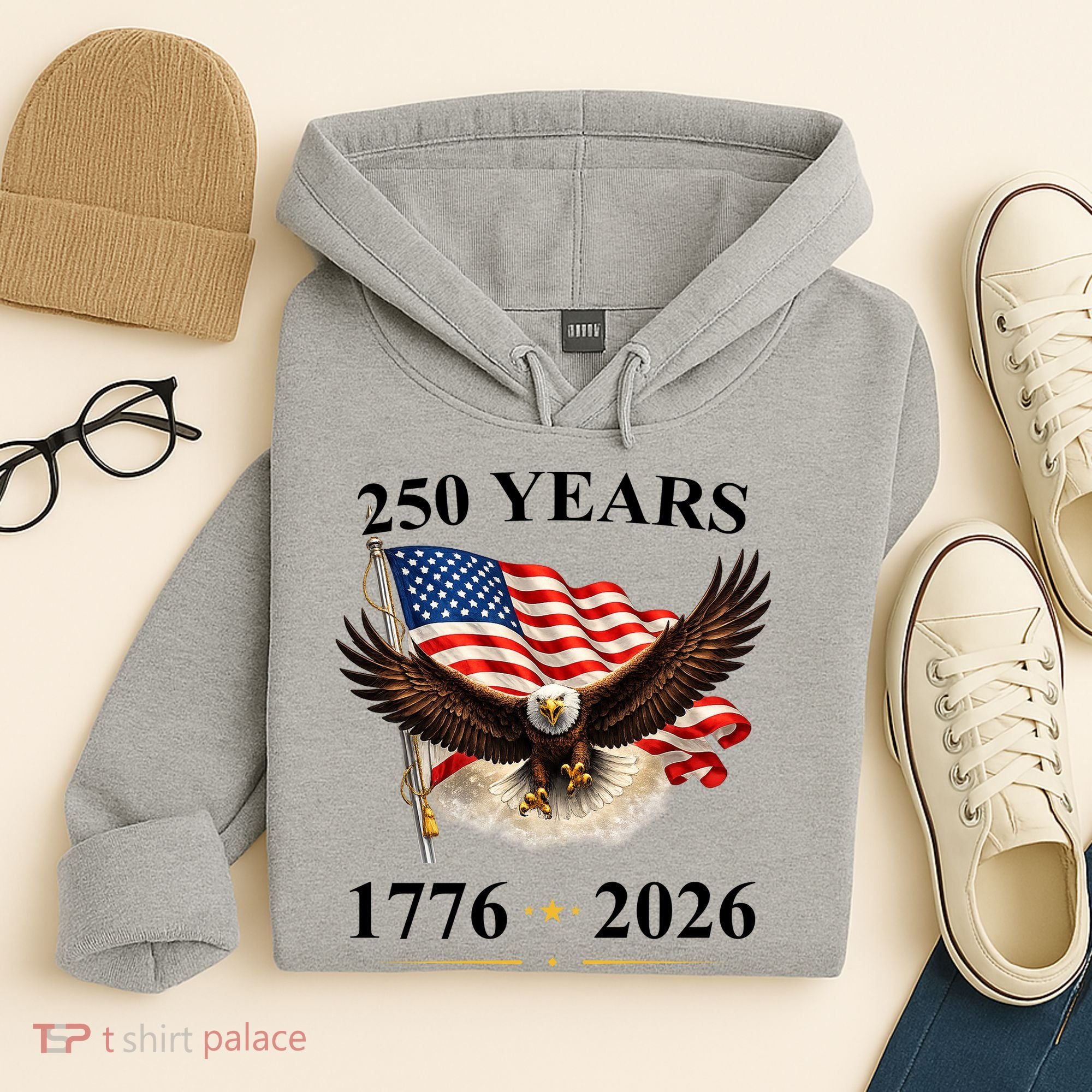 250th Anniversary USA Patriotic Eagle 1776-2026 Hoodie