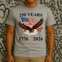 250th Anniversary USA Patriotic Eagle 1776-2026 T-Shirt thumb 3