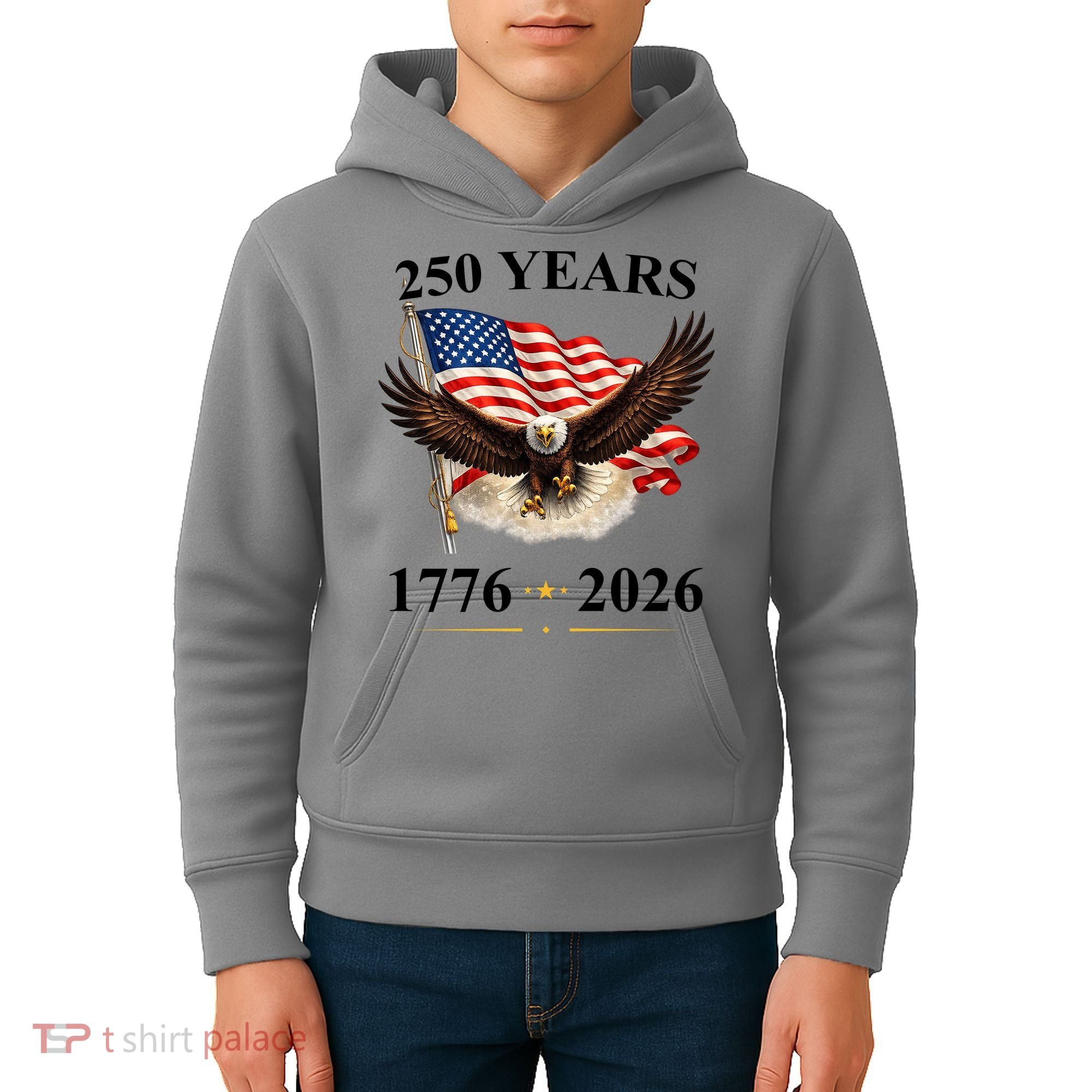 250th Anniversary USA Patriotic Eagle 1776-2026 Kids Hoodie