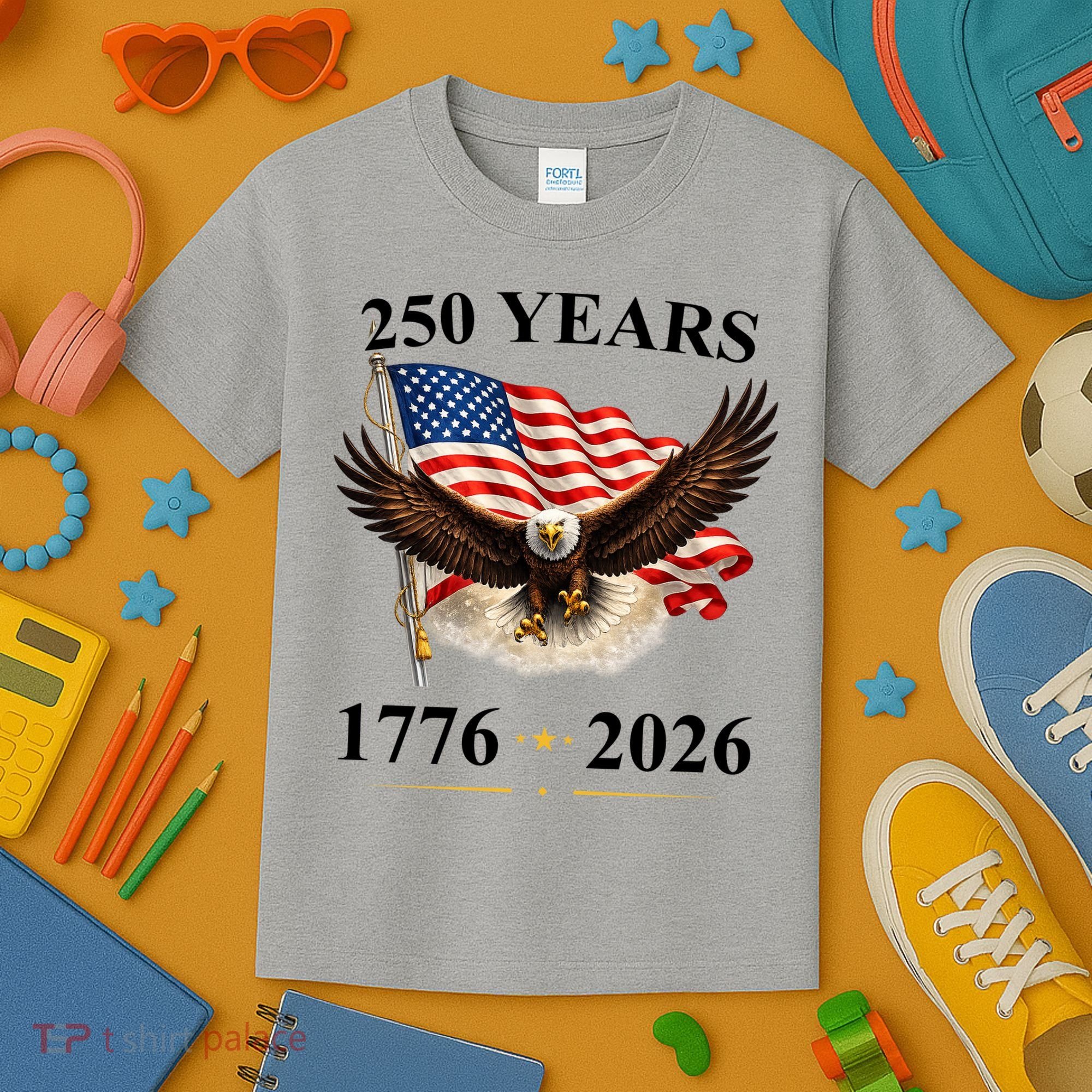 250th Anniversary USA Patriotic Eagle 1776-2026 Kids T-Shirt