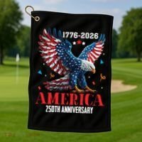 250 Anniversary USA Eagle 1776-2026 American Patriotic Golf Towel thumb 1