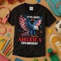 250 Anniversary USA Eagle 1776-2026 American Patriotic Kids T-Shirt thumb 3