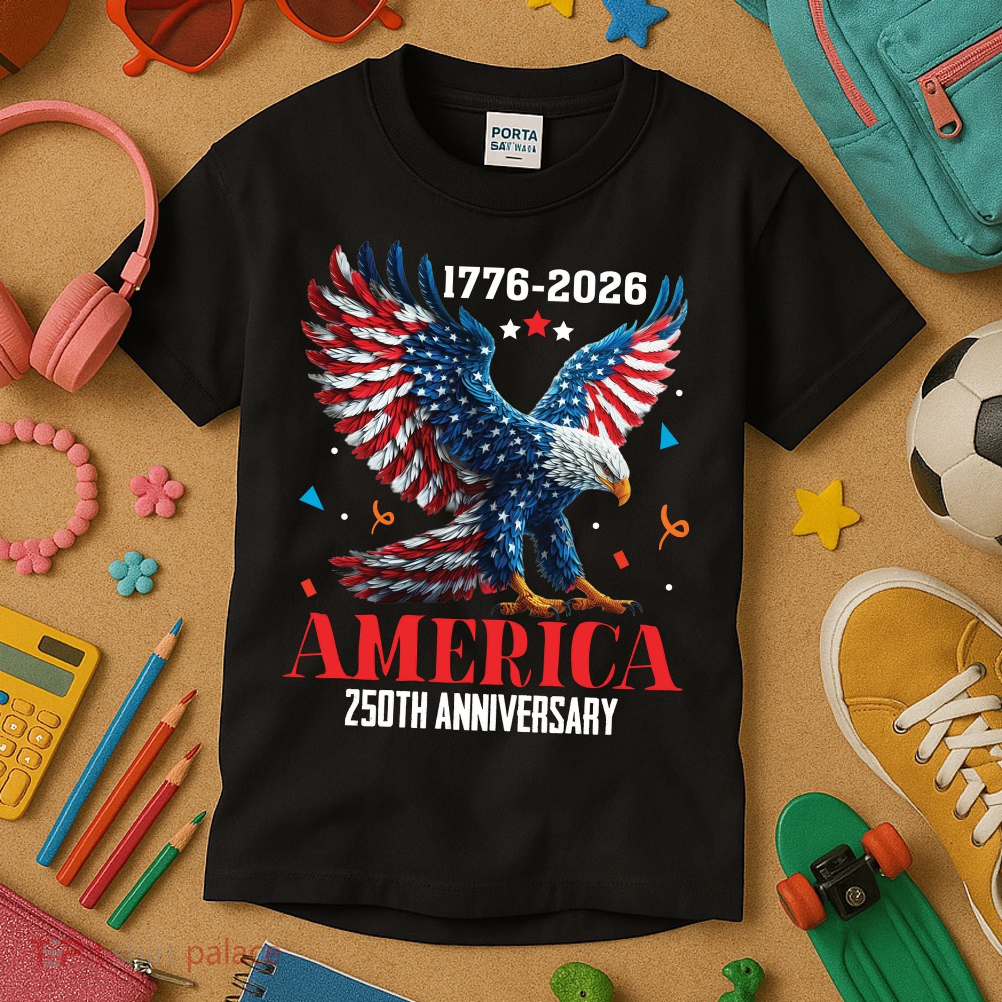 250 Anniversary USA Eagle 1776-2026 American Patriotic Kids T-Shirt