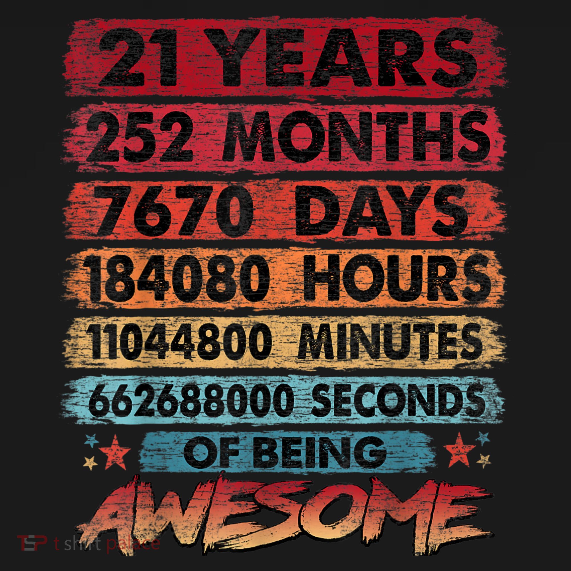 21st Birthday 21 Years Old Vintage Retro 252 Months Birthday T-Shirt