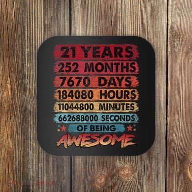 21st Birthday 21 Years Old Vintage Retro 252 Months Birthday Coaster