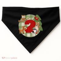2nd Birthday 2 Year Old Woodland Animals USA-Made Doggie Bandana thumb 0