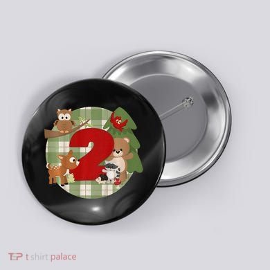 2nd Birthday 2 Year Old Woodland Animals Button