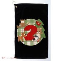 2nd Birthday 2 Year Old Woodland Animals Golf Towel thumb 0