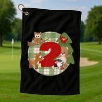 2nd Birthday 2 Year Old Woodland Animals Golf Towel thumb 1