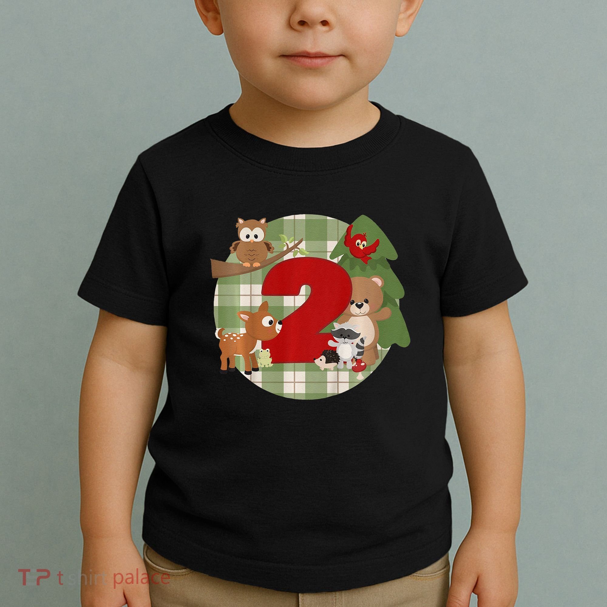 2nd Birthday 2 Year Old Woodland Animals Toddler T-Shirt