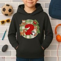 2nd Birthday 2 Year Old Woodland Animals Kids Hoodie thumb 2