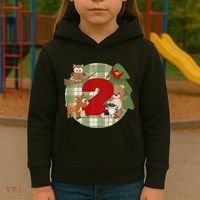 2nd Birthday 2 Year Old Woodland Animals Kids Hoodie thumb 3