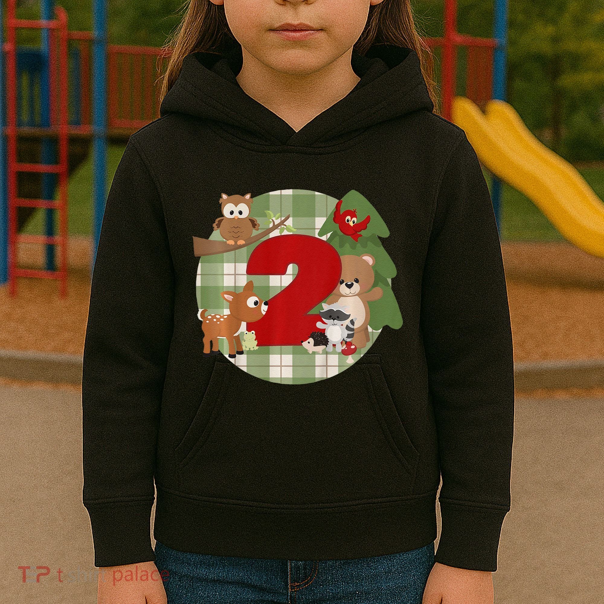 2nd Birthday 2 Year Old Woodland Animals Kids Hoodie