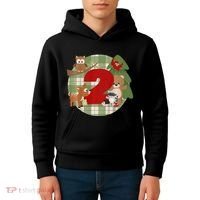 2nd Birthday 2 Year Old Woodland Animals Kids Hoodie thumb 4
