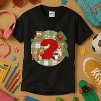 2nd Birthday 2 Year Old Woodland Animals Kids T-Shirt thumb 3