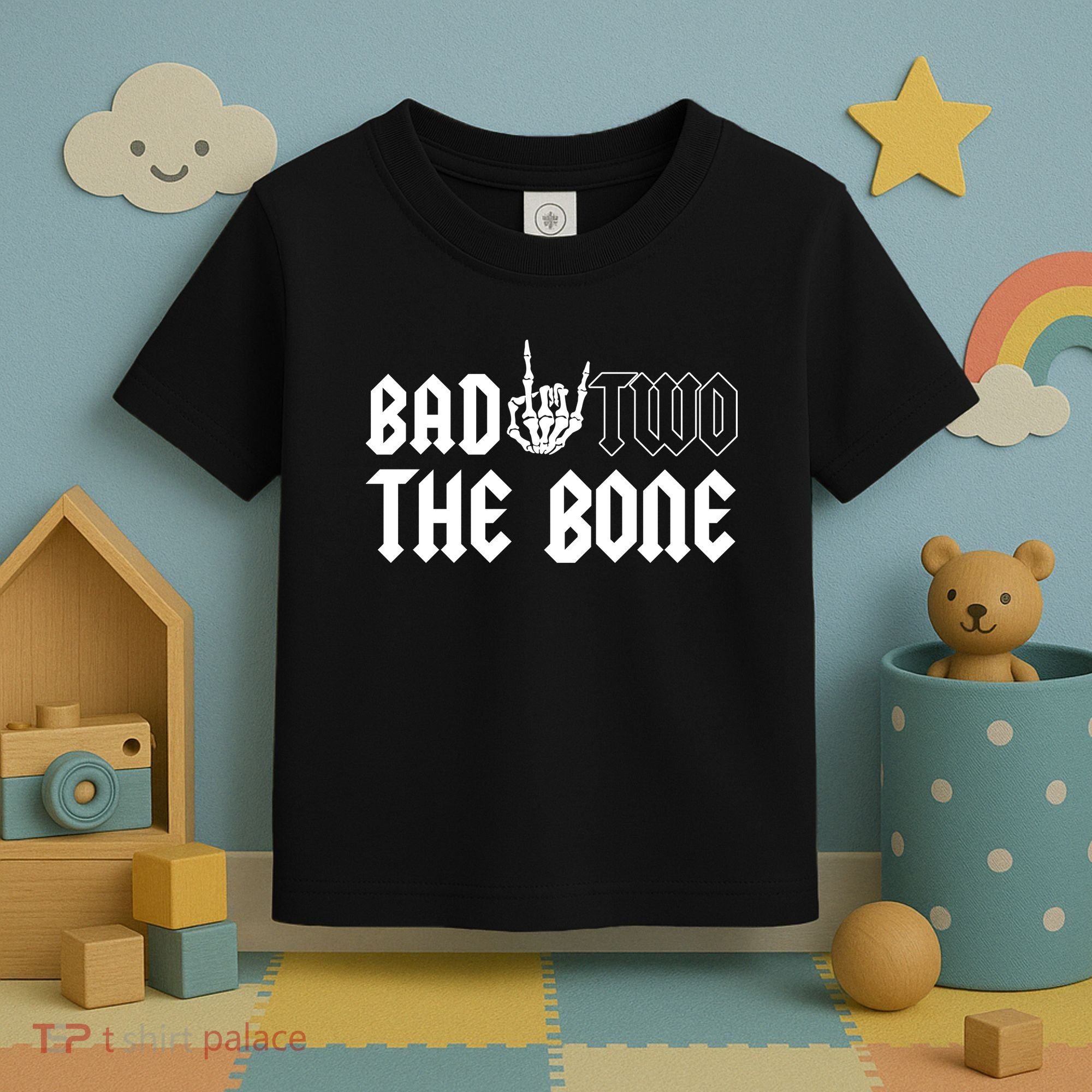 2nd Birthday Bad Two The Bone Party Toddler T-Shirt